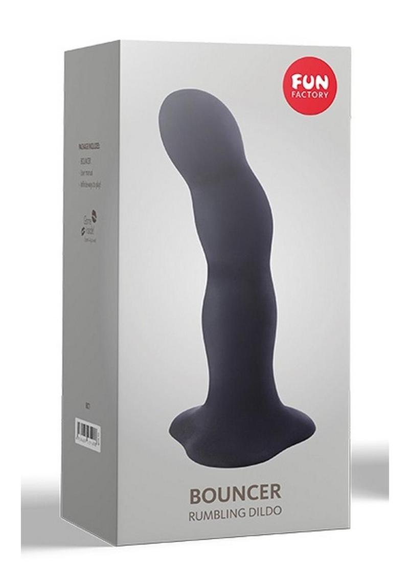 Bouncer Silicone Rumbling Dildo with Weighted Balls - Black
