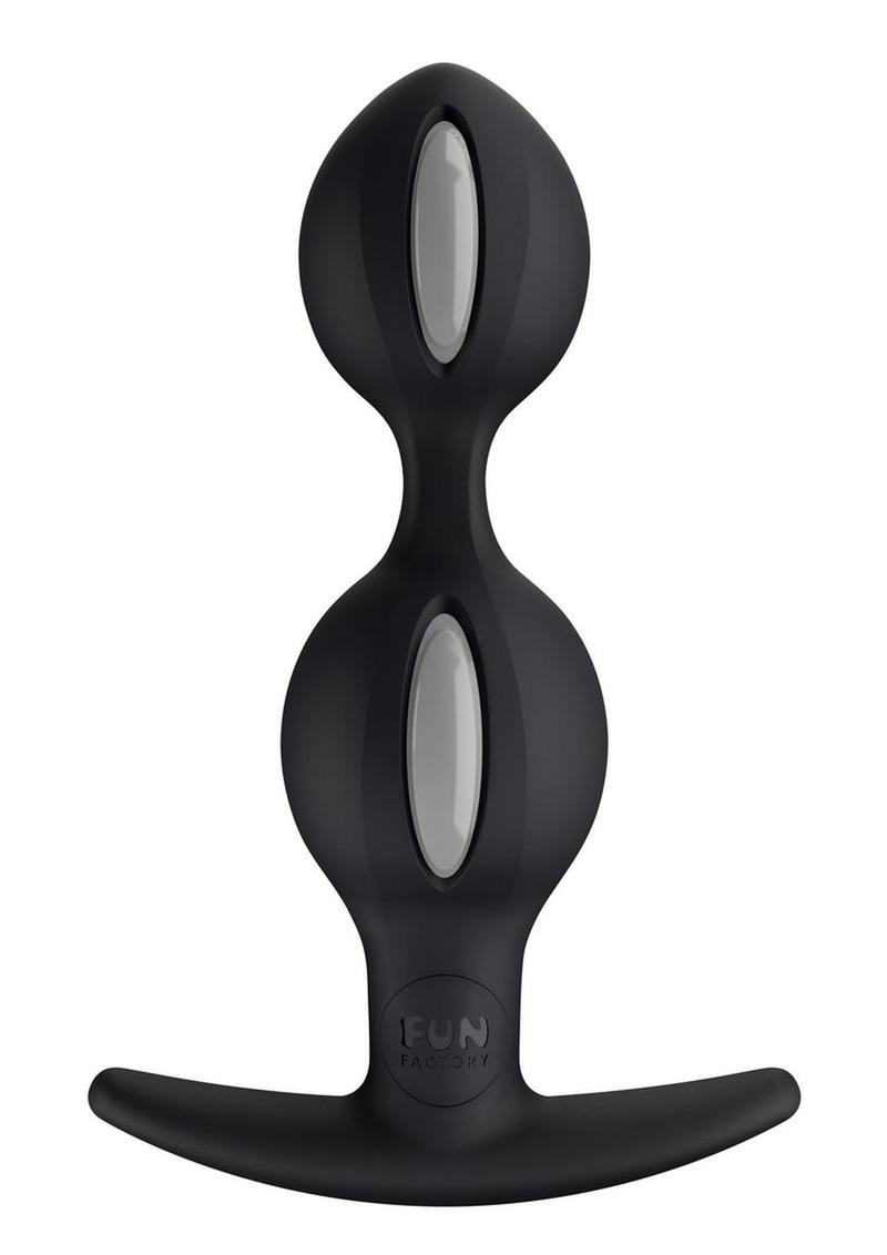 B Ball Duo Silicone Weighted Butt Plug - Black/Grey