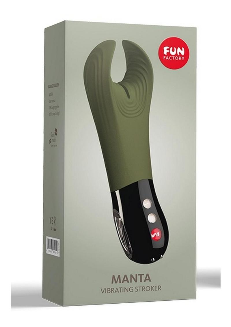 Manta Silicone Vibrating Penis Toy - Moss Green