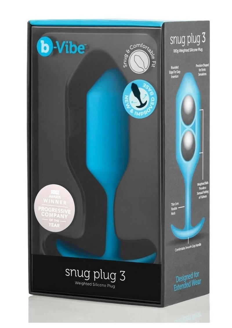 B-Vibe Snug Plug 3 Silicone Weighted Anal Plug - Teal