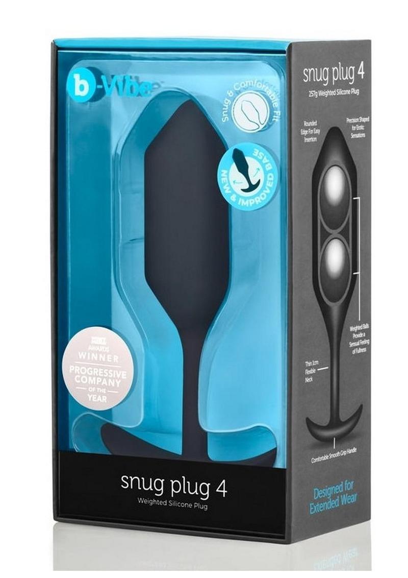 B-Vibe Snug Plug 4 Silicone Weighted Anal Plug - Black