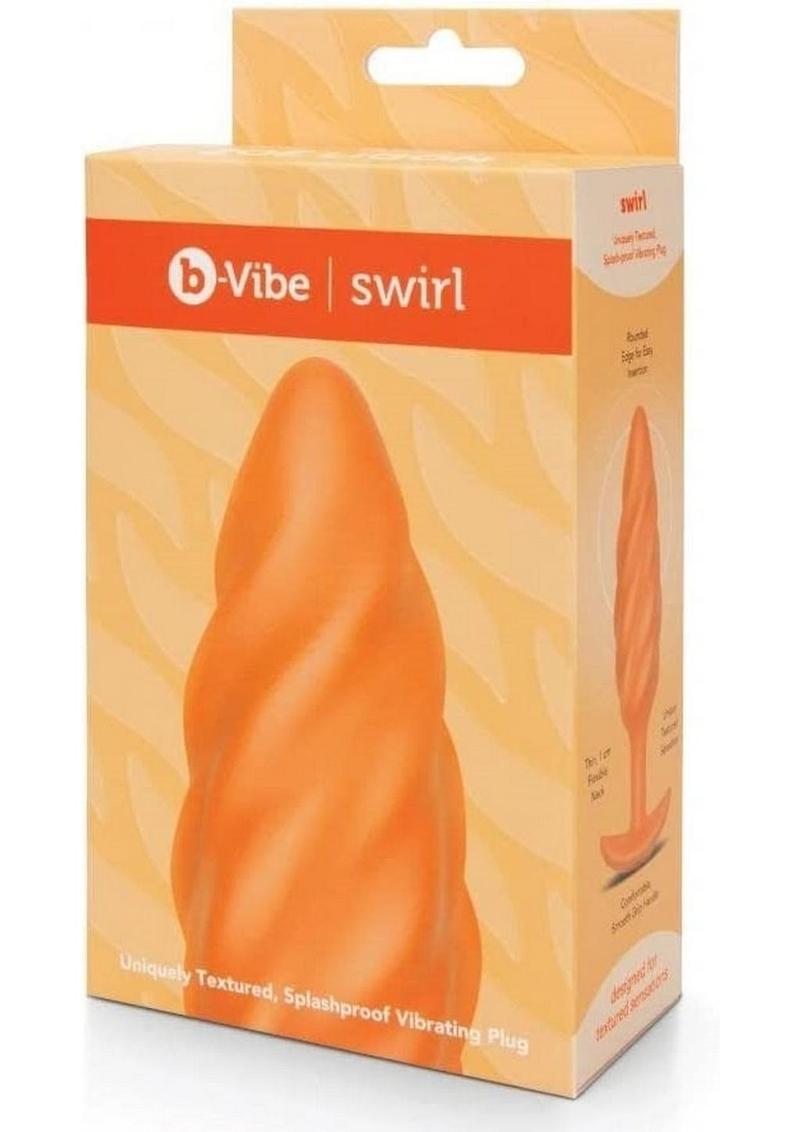 B-Vibe Swirl Textured Rechargeable Silicone Anal Plug - Orange