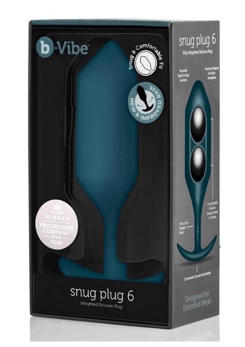 B-Vibe Snug Plug 6 Silicone Weighted Anal Plug - Marine Blue