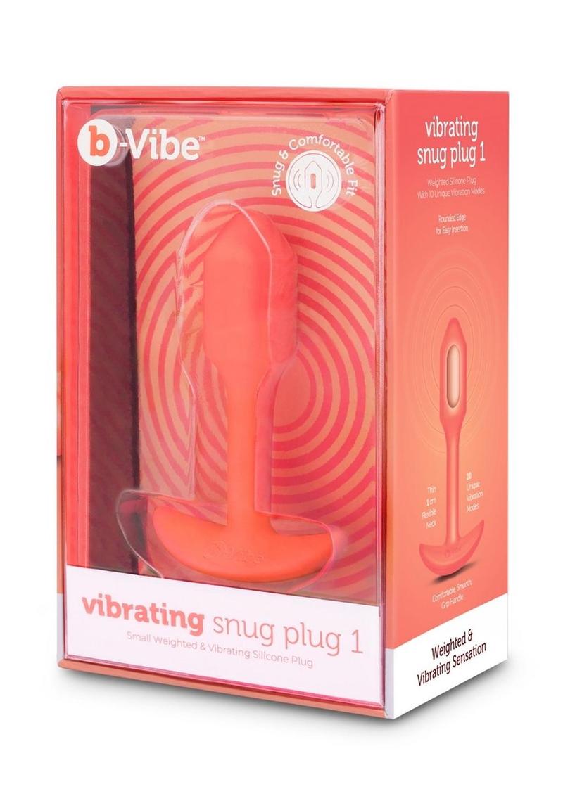 B-Vibe Vibrating Snug Plug Rechargeable Silicone Anal Plug - Small - Orange