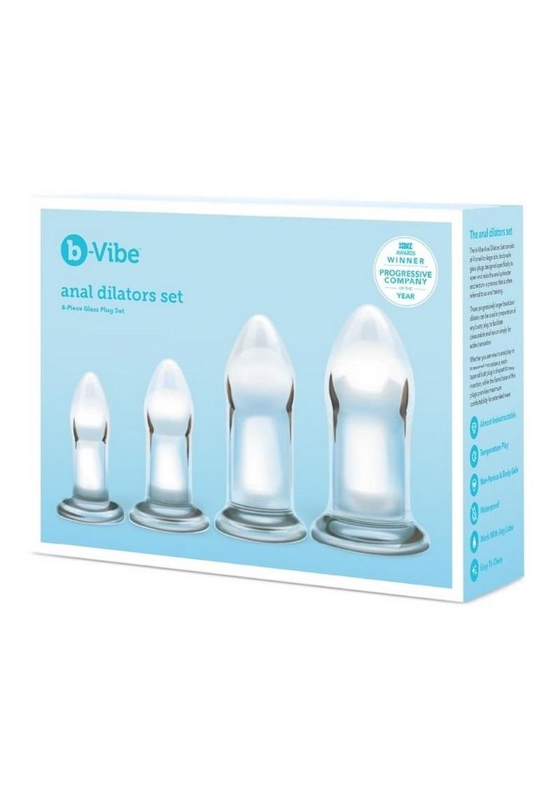B-Vibes Anal Dilators Glass Plug Set (4 per Set) - Clear