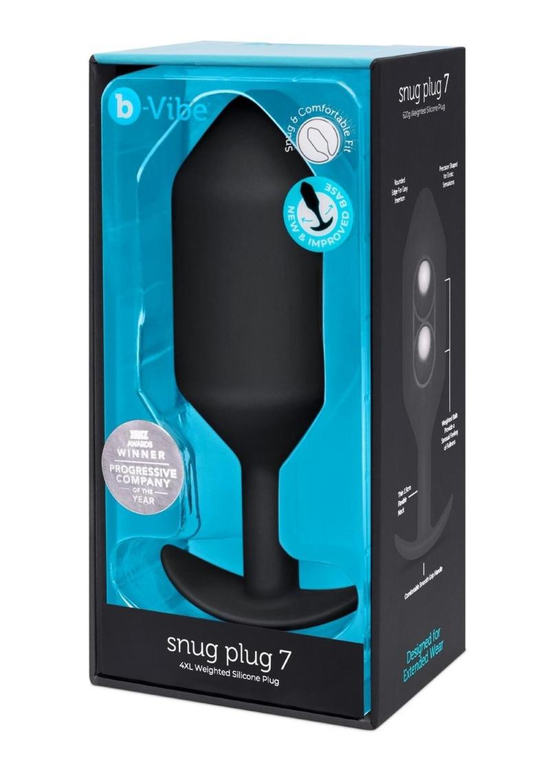 B-Vibe Snug Plug 7 Silicone Weighted Anal Plug - Black