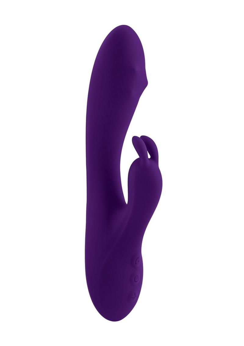 Playboy On Repeat Rechargeable Silicone Rabbit Vibrator - Purple