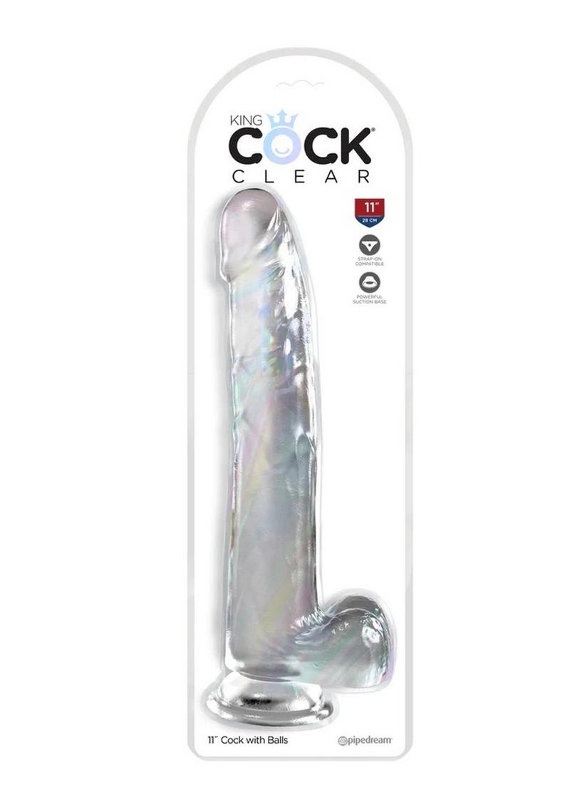 King Cock Clear Dildo with Balls 11in - Clear