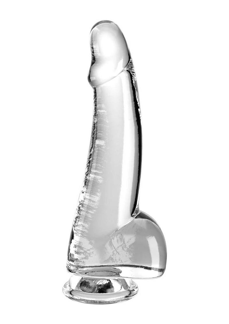 King Cock Clear Dildo with Balls 7.5in - Clear