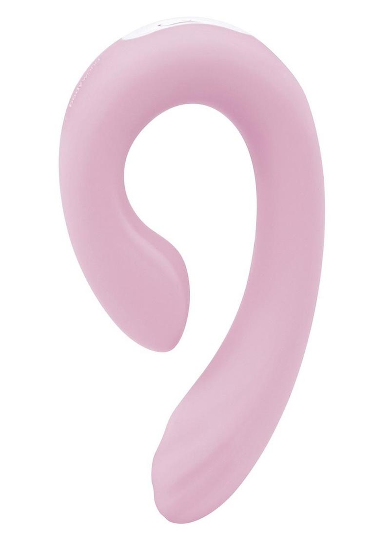 Bodywand ID Swirl Rechargeable Silicone Vibrator with Clitoral Stimulator - Pink