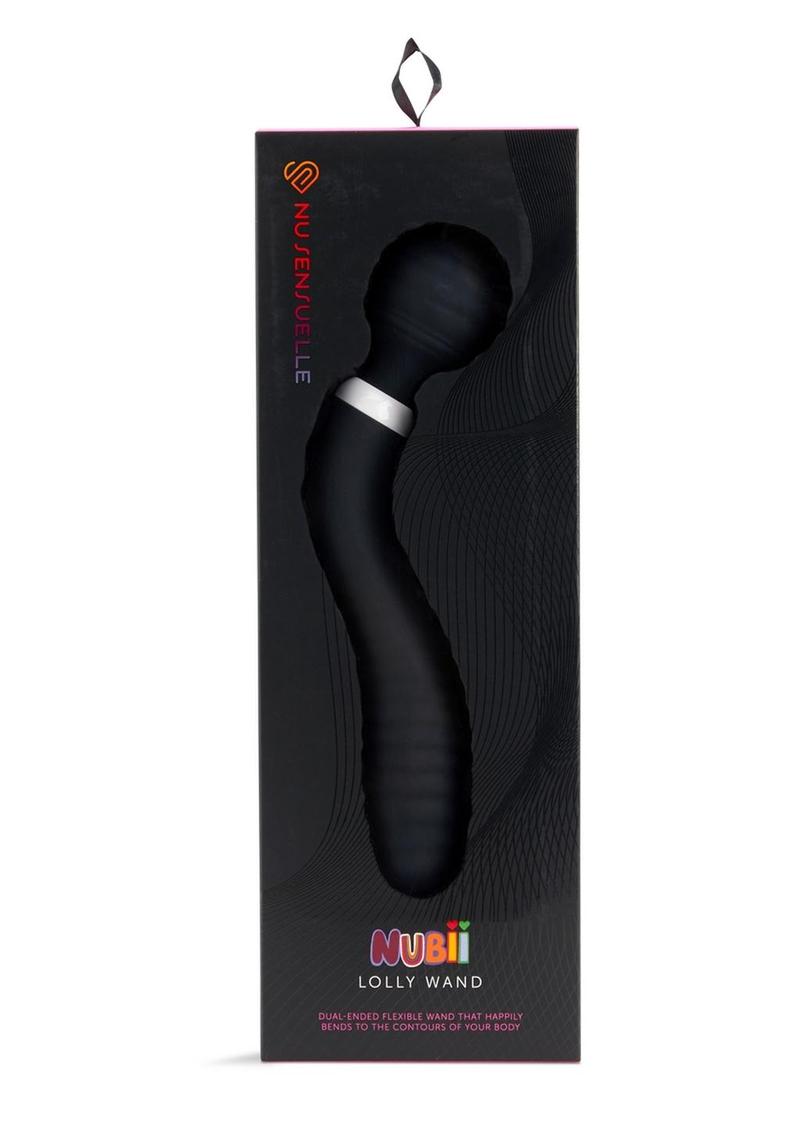 Nu Sensuelle Lolly Nubii Flexible Rechargeable Silicone Wand - Black/White