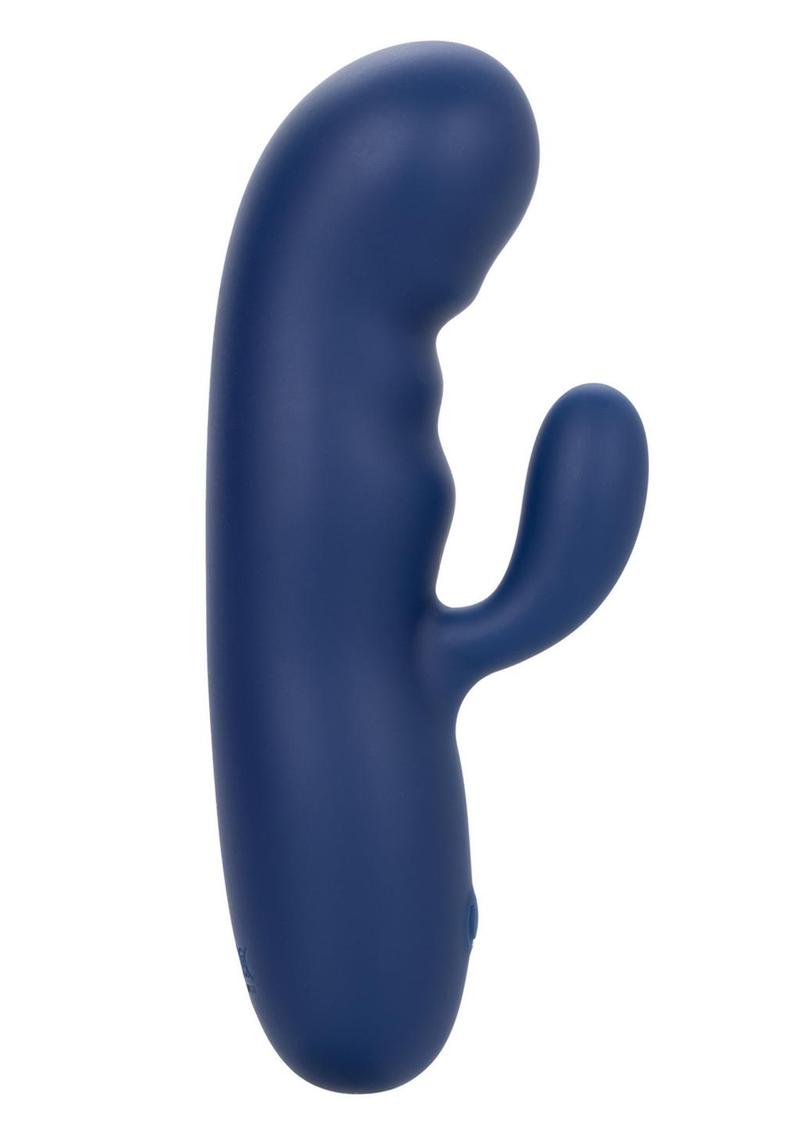 Cashmere Silk Duo Rechargeable Silicone Rabbit Vibrator - Blue