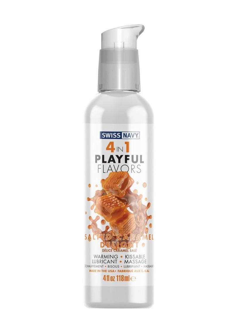 Swiss Navy 4 In 1 Flavored Lubricant 4oz - Salted Caramel Delight