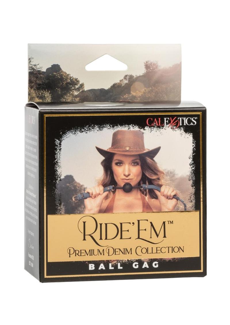 Ride `em Premium Denim Collection Ball Gag - Blue