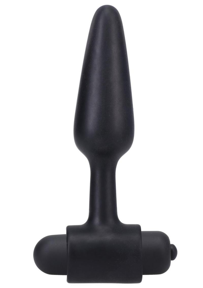 In a Bag Silicone Vibrating Butt Plug 4in - Black