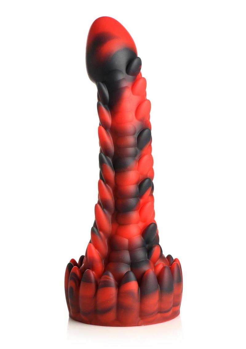 Creature Cocks Demon Rising Scaly Dragon Silicone Dildo - Red/Black