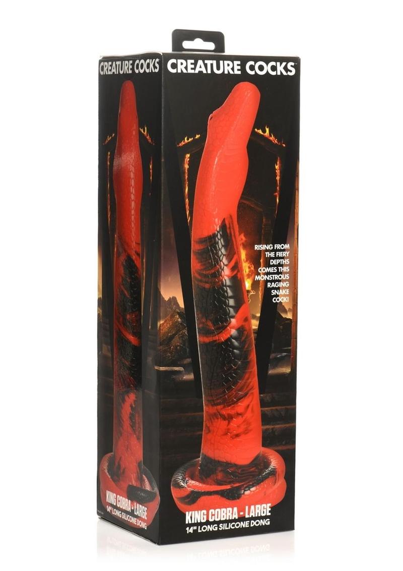 Creature Cocks King Cobra Long Silicone Dildo Large 14in - Red/Black