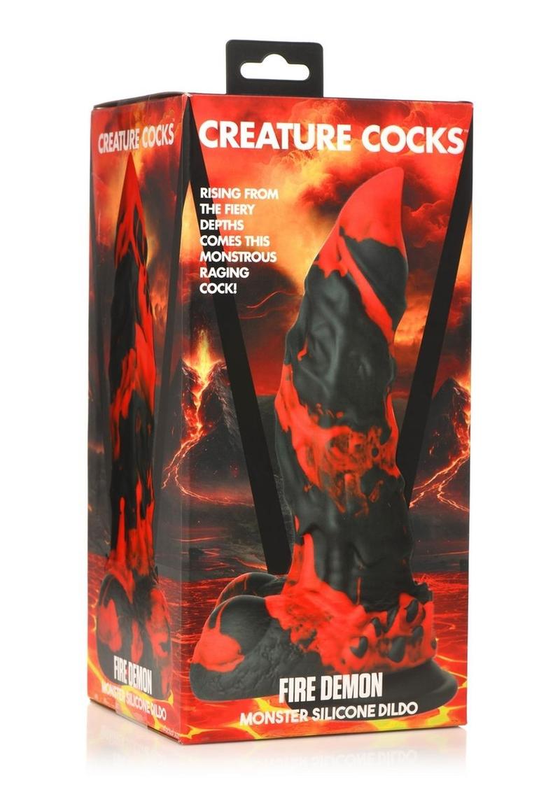 Creatiave Cocks Fire Demon Monster Silicone Dildo - Black/Red