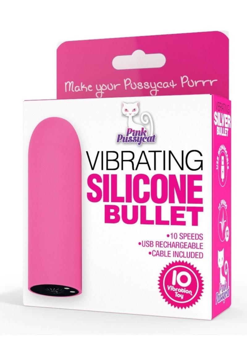 Pink Pussycat Vibrating Silicone Bullet - Pink