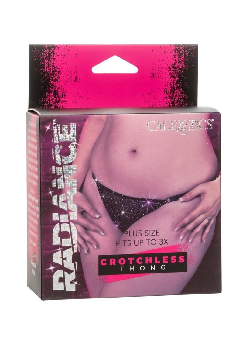 Radiance Crotchless Thong - Plus Size - Black