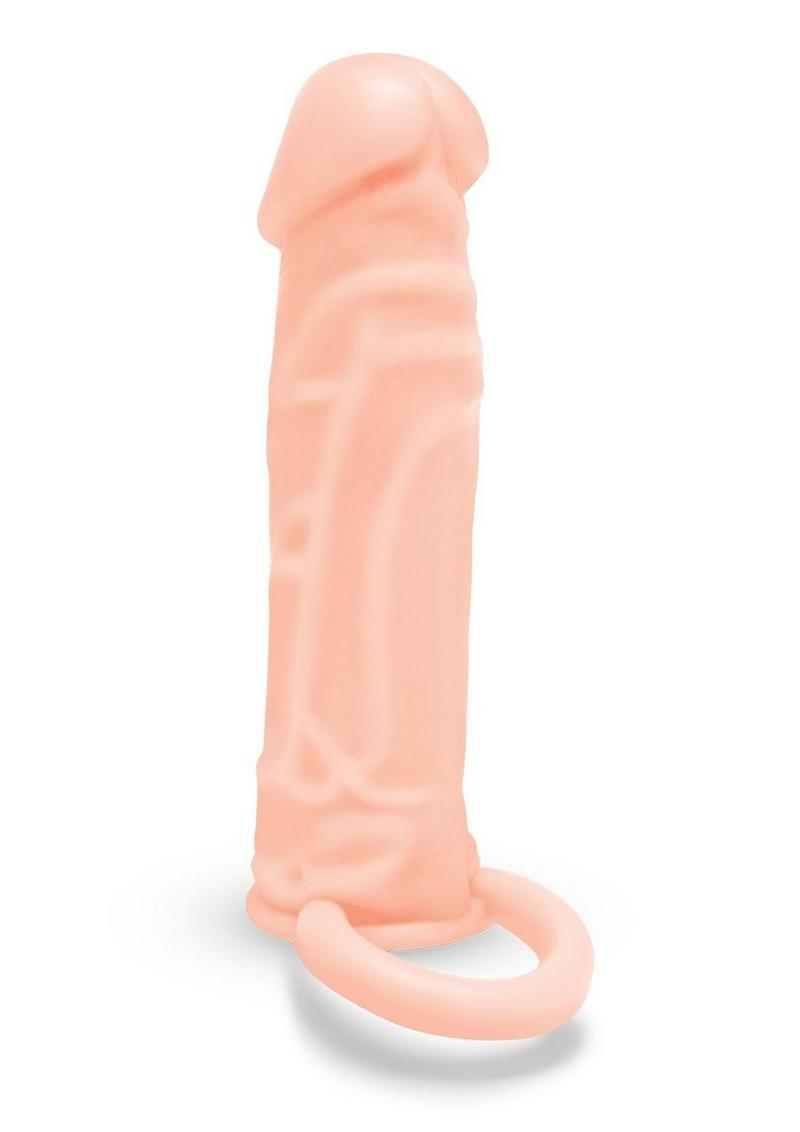 Size Up Silicone Realistic Penis Extender with Ball Loop 1in - Vanilla