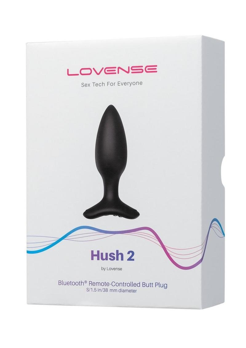 Lovense Hush 2 Rechargeable App Compatible Silicone Vibrating Anal Plug 1.5in - Black