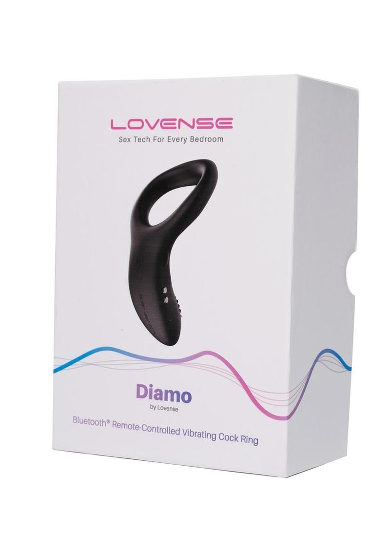 Lovense Diamo Remote Controlled Vibrating Silicone Cock Ring - Black