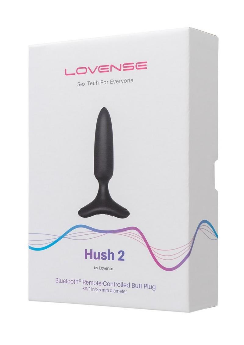 Lovense Hush 2 Rechargeable App Compatible Silicone Vibrating Anal Plug 1in - Black