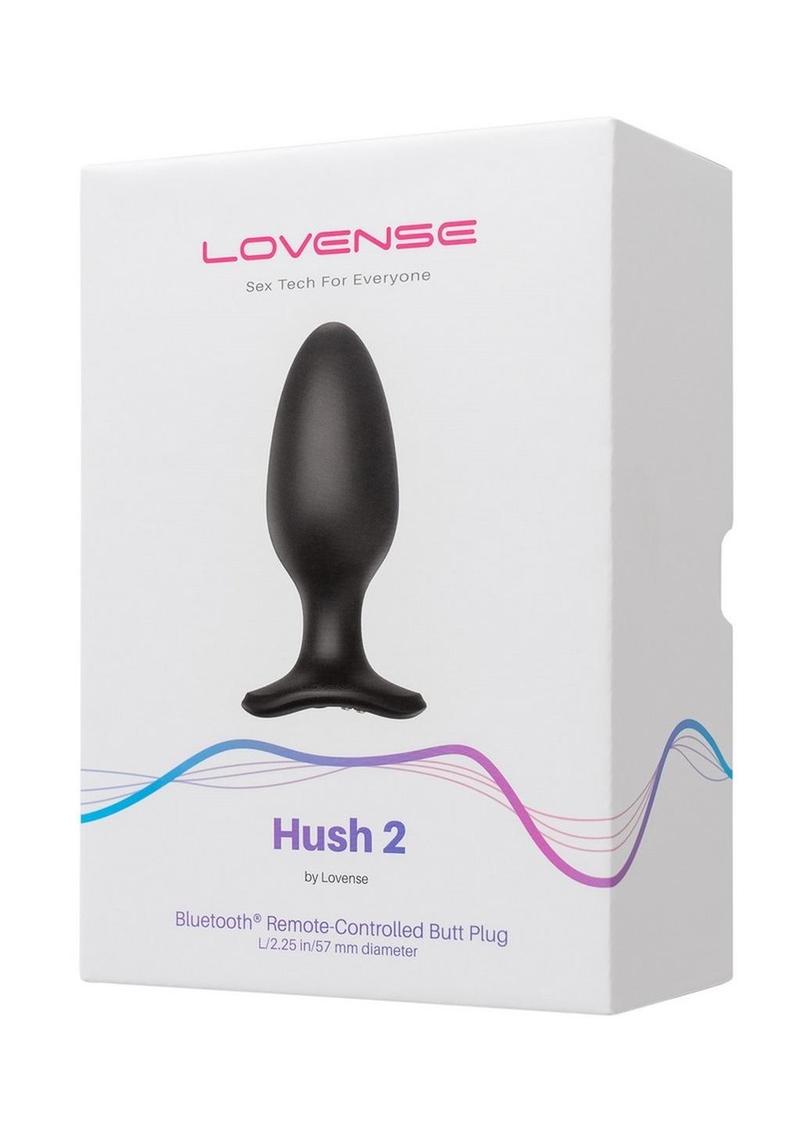 Lovense Hush 2 Rechargeable App Compatible Silicone Vibrating Anal Plug 2.25in - Black