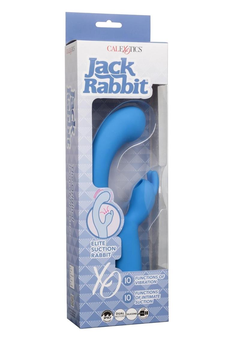 Jack Rabbit Elite Suction Rabbit Rechargeable Silicone Vibrator with Clitoral Stimulator - Blue