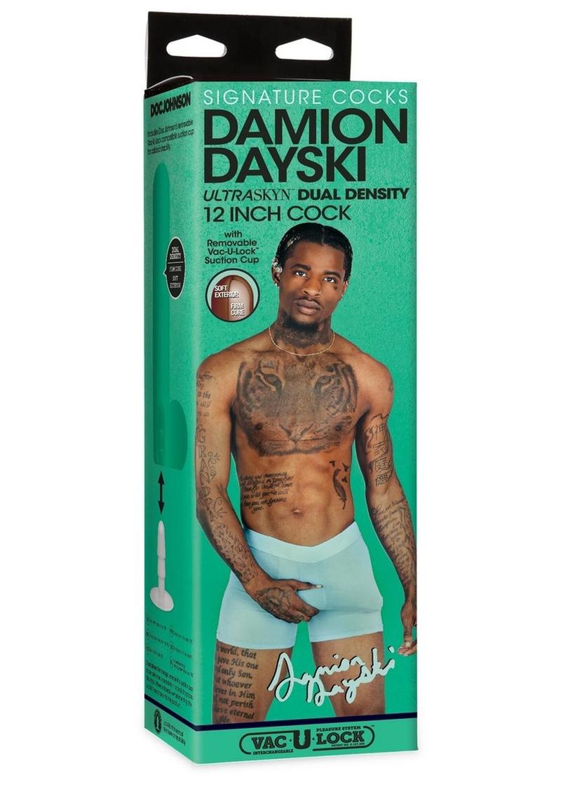 Signature Cocks Ultraskyn Damion Dayski Dildo with Removable Suction Cup 12in - Chocolate