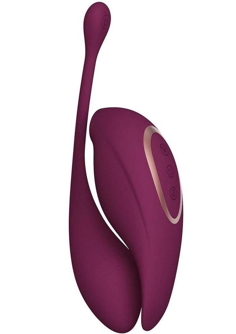 Twitch 2 Silicone Rechargeable Suction and Flapping Vibrator with Remote Control Egg - Burgundy