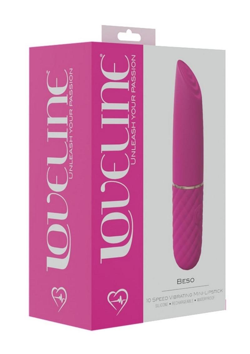 LoveLine Beso Silicone Rechargeable 10 Speed Mini Lipstick Vibrator - Pink