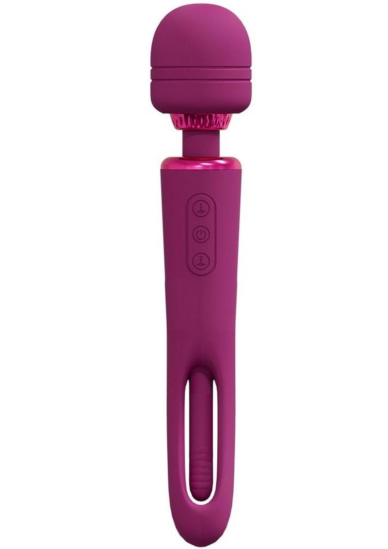 Vive Kiku Rechargeable Double Ended Wand with G-Spot Stimulator - Pink