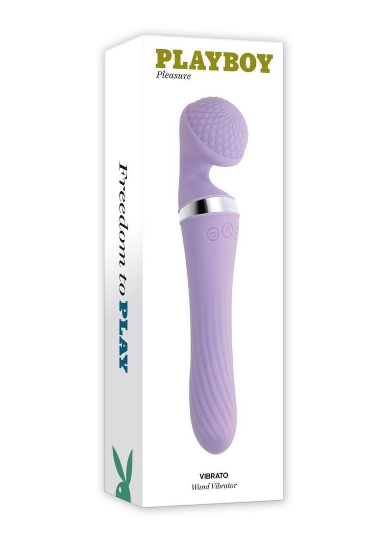 Playboy Vibrato Rechargeable Silicone Dual Ended Wand - Purple