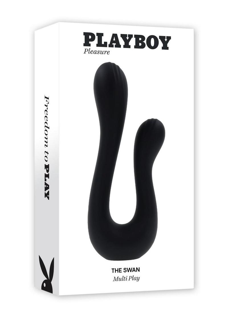 Playboy The Swan Rechargeable Silicone Dual Vibrator - Black