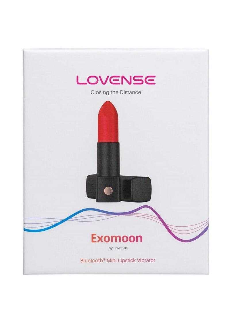 Lovense Exomoon Rechargeable Silicone Lipstick Bullet Vibrator - Black/Red
