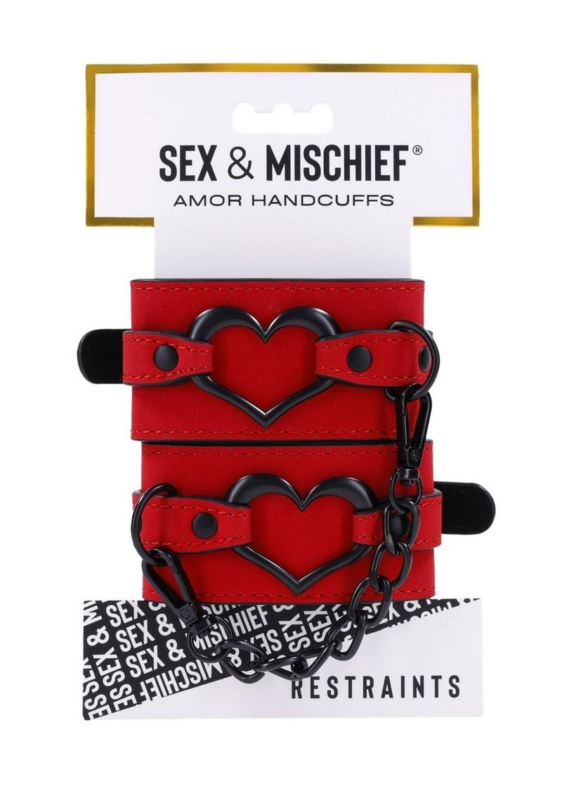 Sex and Mischief Amor Handcuffs - Red/Black