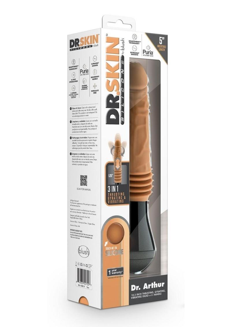 Dr. Skin Silicone Dr. Arthur Rechargeable Thrusting Gyrating Vibrating Dildo 10.5in - Vanilla