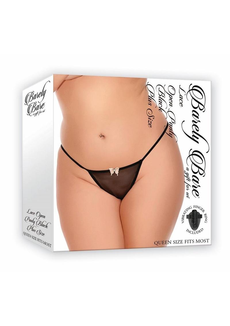 Barely Bare Lace Open Panty - Plus Size - Black