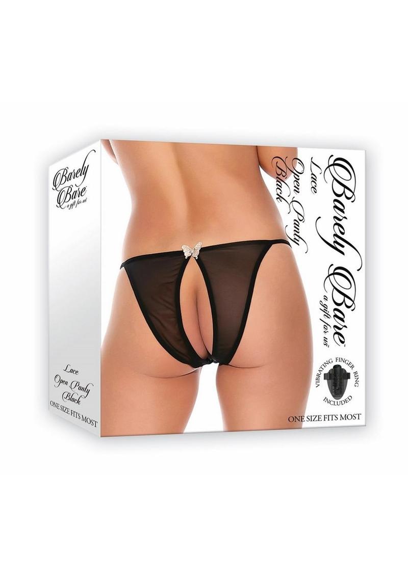 Barely Bare Lace Open Panty - O/S - Black