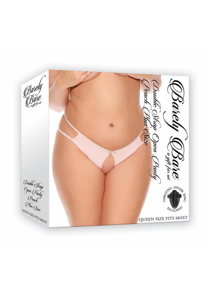 Barely Bare Double Strap Open Panty - Plus Size - Peach