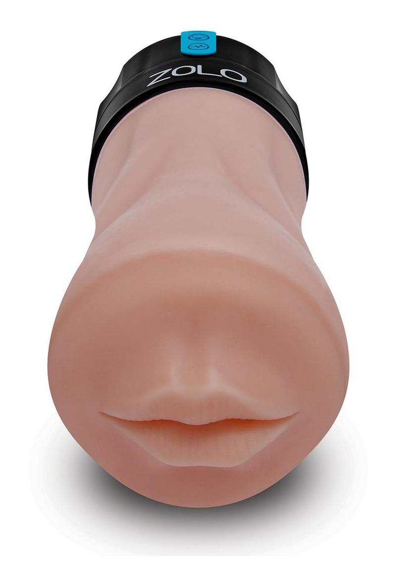 Zolo Gawk Gawk Rechargeable Silicone Vibrating Deep Throat Blowbot Masturbator - Caramel/Black