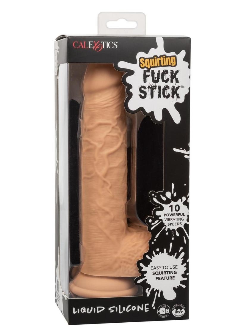 Squirting Fuck Stick Rechargeable Silicone Realistic Dong with Suction Cup - Vanilla