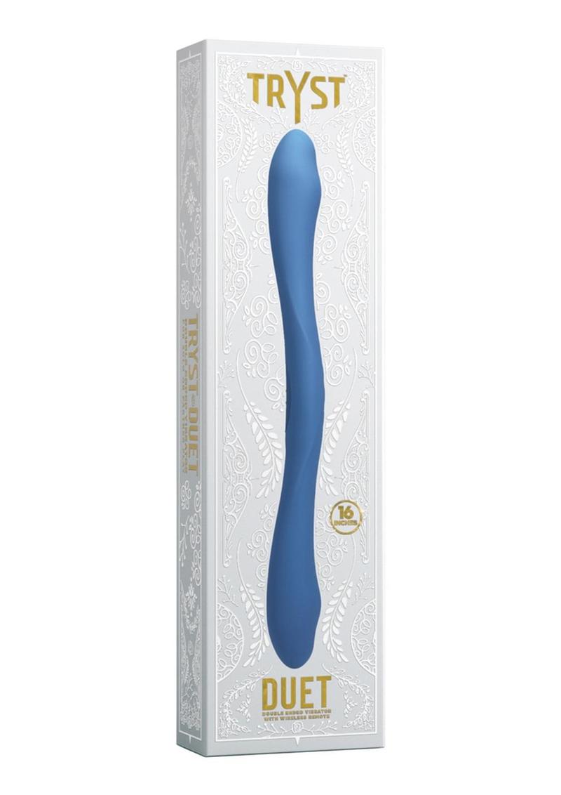 Tryst Duet Rechargeable Silicone Double End Vibrator with Remote Control - Blue