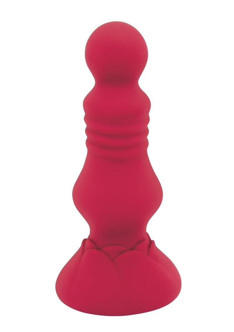 Secret Kisses Remote Control Rechargeable Silicone Vibrating Floret Buttplug - Red