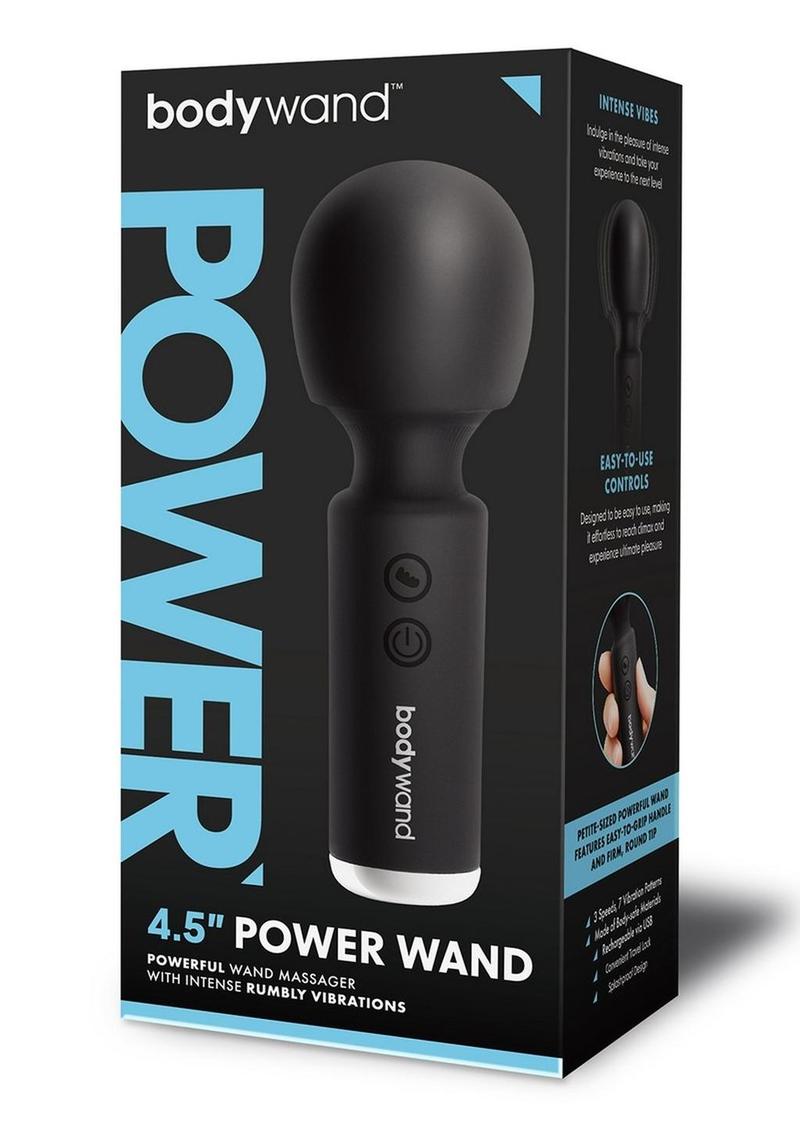 Bodywand Power Wand Rechargeable Silicone Wand Massager 4.5in - Black