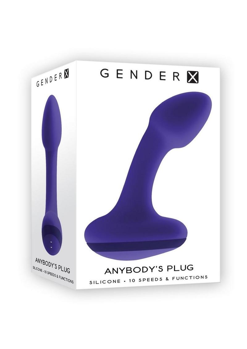 Gender X Anybody`s Plug Rechargeable Silicone Vibrating Butt Plug - Blue
