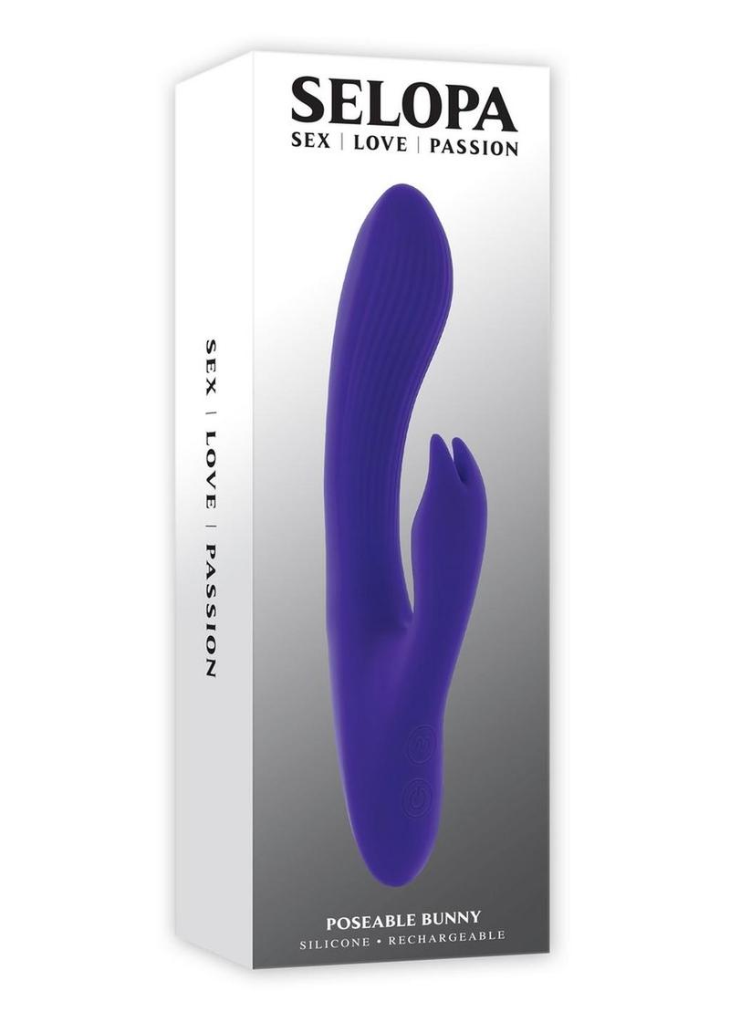 Selopa Poseable Bunny Rechargeable Silicone Rabbit Vibrator - Purple