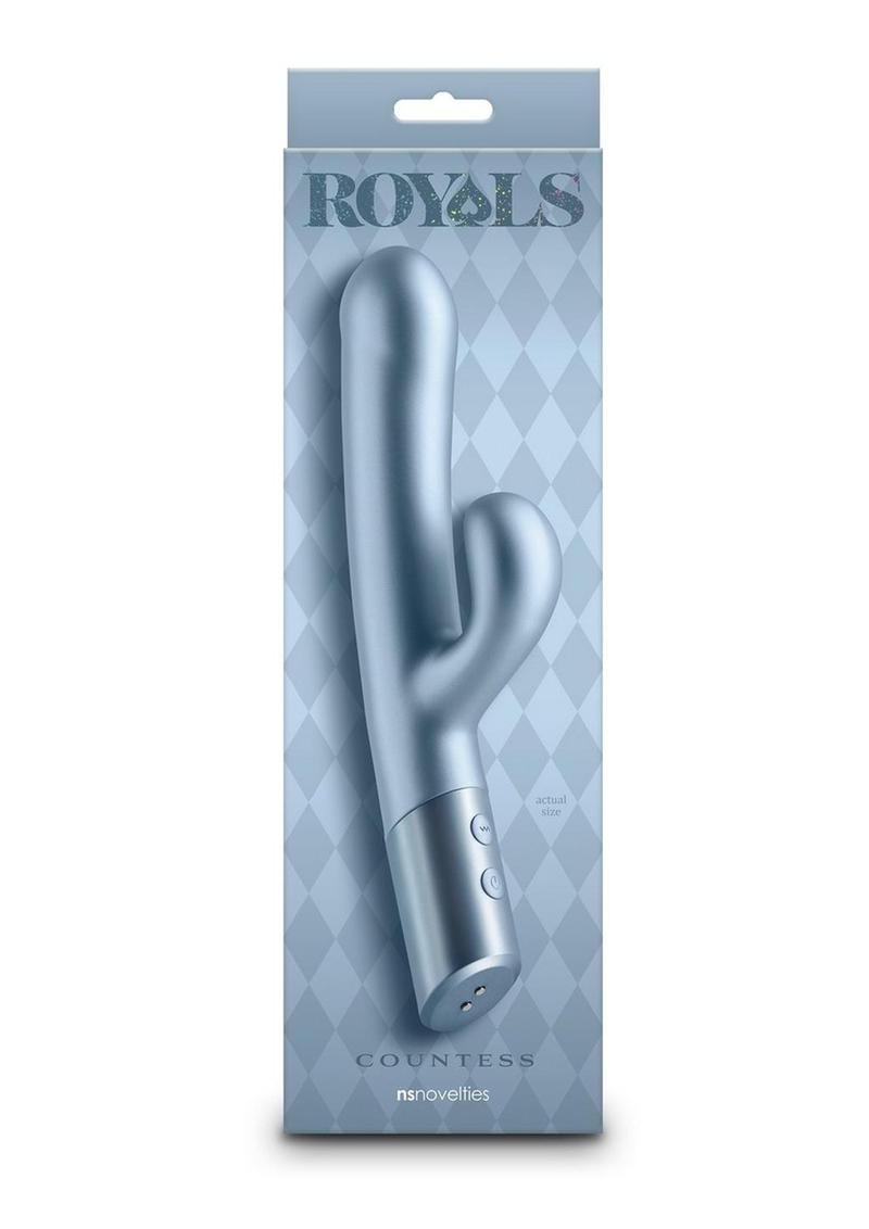 Royals Countess Rechargeable Silicone Rabbit Vibrator - Blue